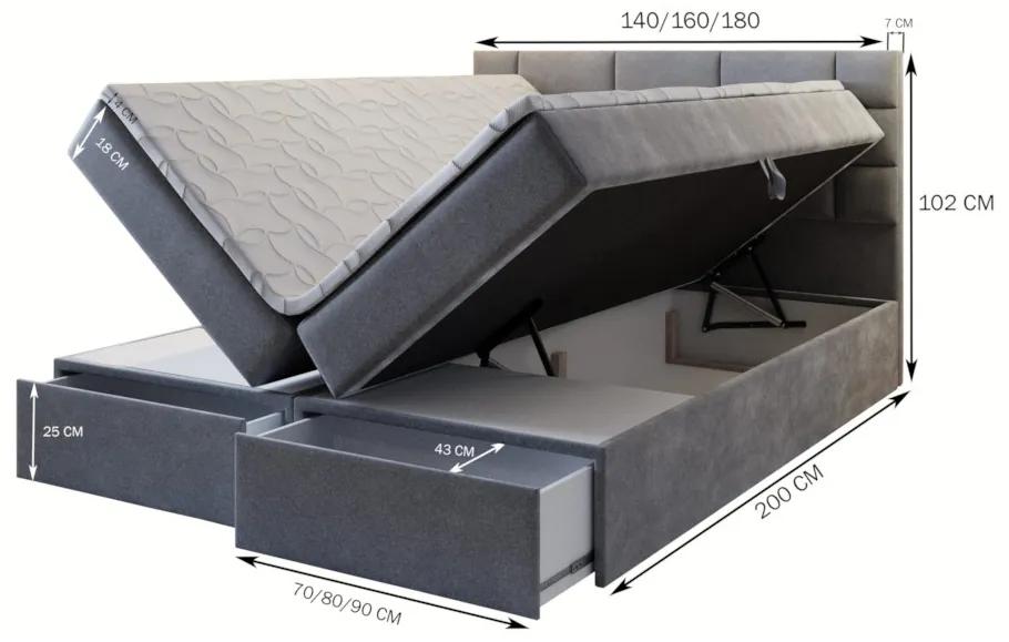 Čalúnená posteľ boxspring MARINOS, 160x200, fialová