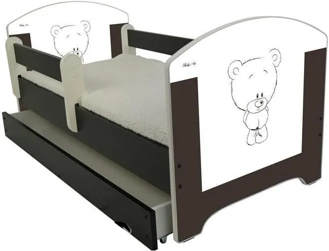 MAXMAX Dětská postel HNĚDÝ MEDVÍDEK 140x70 cm + matrace ZDARMA!