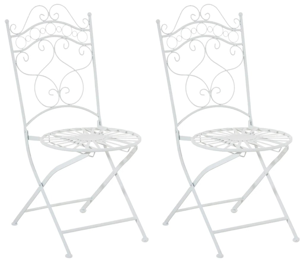 Kovová stolička skladacia Indra (SET 2 ks) - Biela
