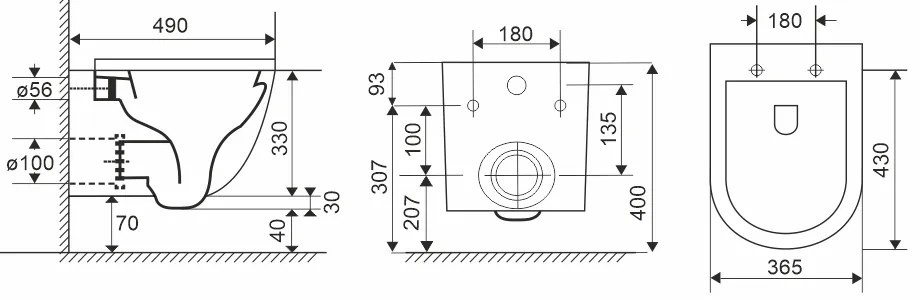 Mereo Mereo, WC závesné kapotované, Smart Flush RIMLESS, 495x360x370, keramické, vr. sedátka CSS115SN, MER-VSD82T2