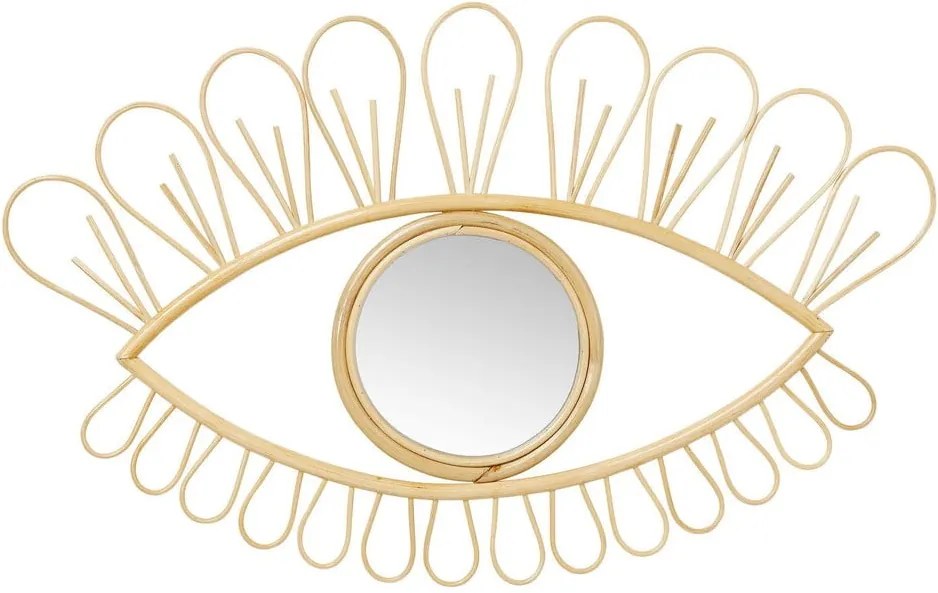 Nástenné zrkadlo s ratanovým rámom Kare Design Eye, 39 × 61 cm