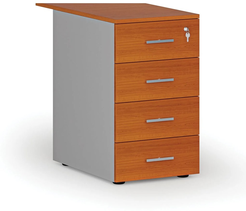 Kancelársky prístavný zásuvkový kontajner PRIMO GRAY, 4 zásuvky, sivá/čerešňa