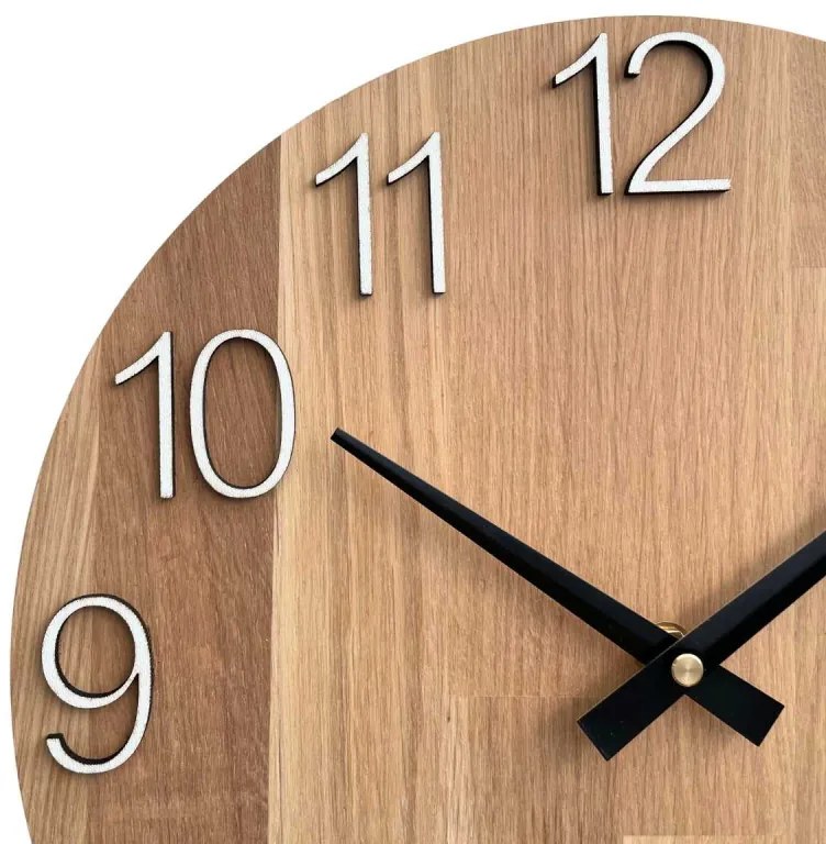 Nástenné hodiny drevené s vyrezávanými číslicami I SENTOP FB-MAS016-OSMO-3041-heads-black
