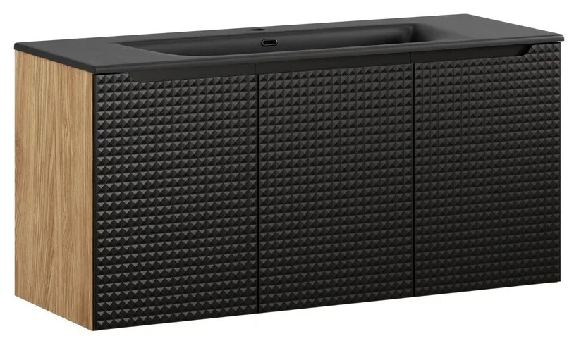 Závesná skrinka Luxor Black Sky so zápustným umývadlom 120 cm dub olejovaný/čierna