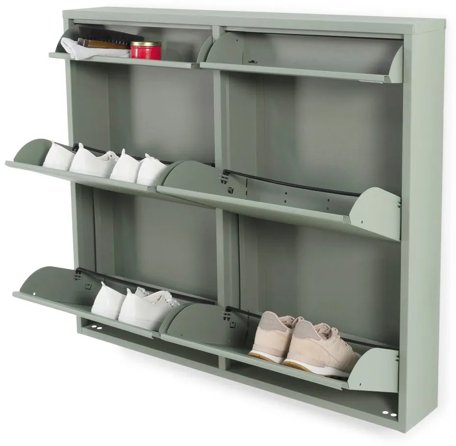 Sivozelená kovová výklopná skrinka na topánky 98x86x15 cm Billy – Spinder Design