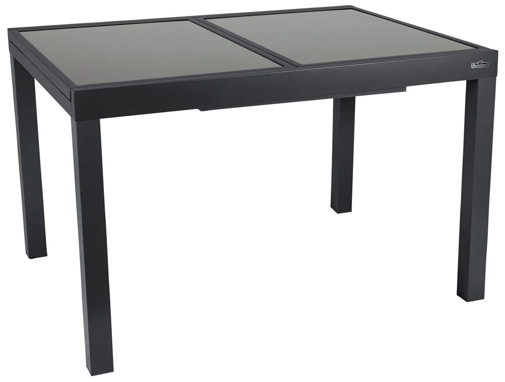FLORABEST® Rozkladací hliníkový stôl so sklenenou doskou ALU, čierny (100317960)