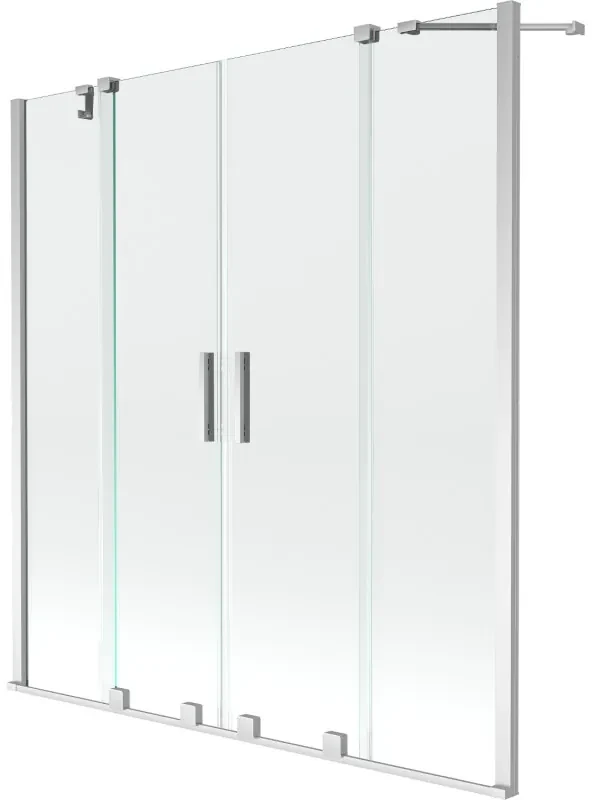 Mexen Velar Duo vaňová zástena dvojkrídlová Posuvný 150 x 150 cm, Priehľadné, Chrómová - 896-150-000-02-01
