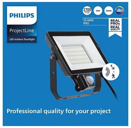 Philips - LED Vonkajší reflektor so senzorom PROJECTLINE LED/30W/230V IP65 3000K