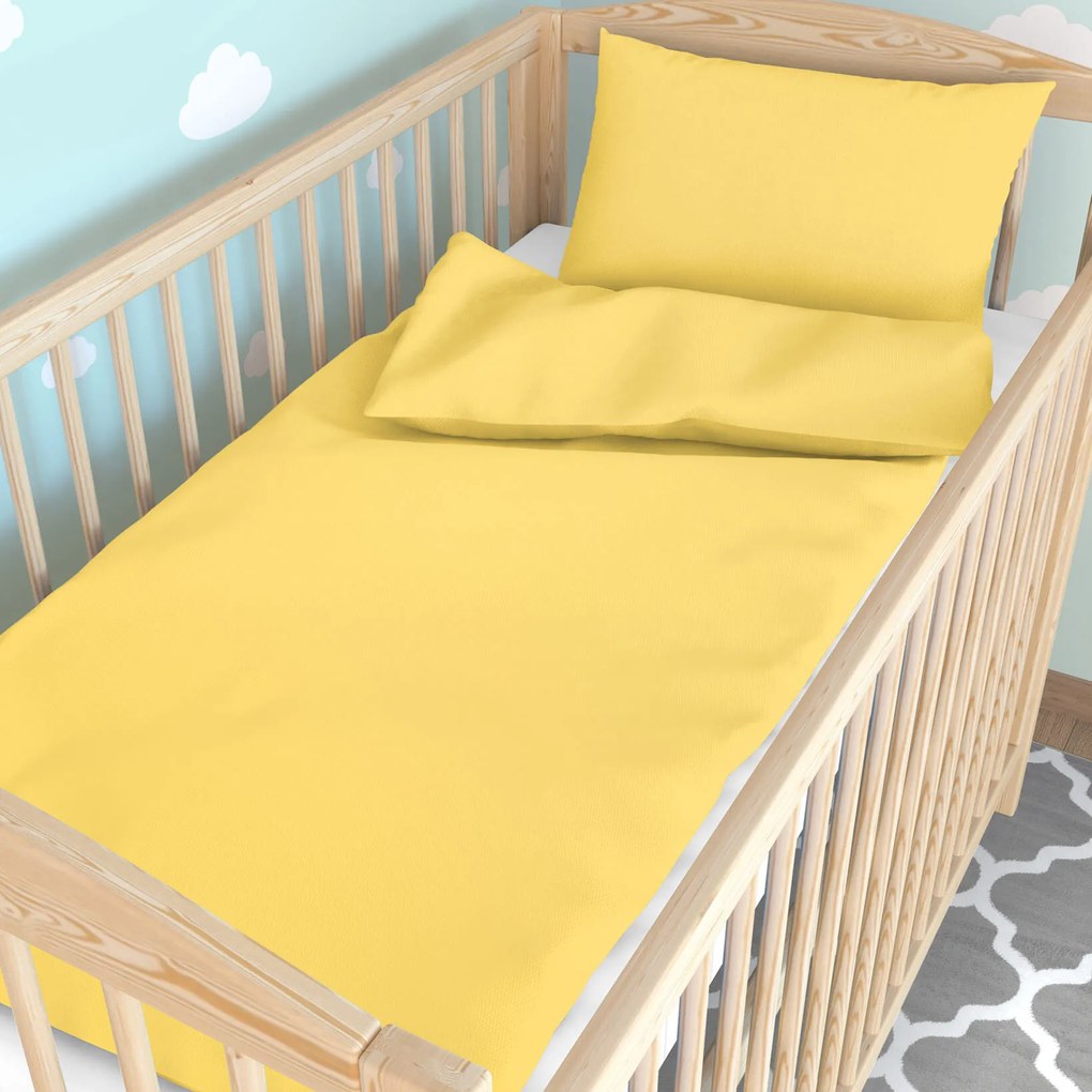 Goldea detské bavlnené obliečky do postieľky - žlté 90 x 130 a 40 x 60 cm