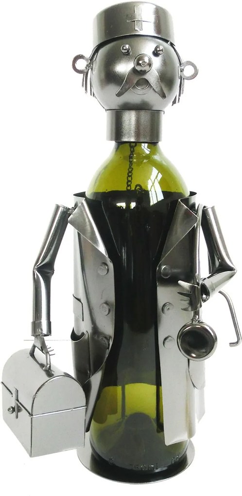 Kovový držiak na fľašu vína v dizajne doktora - 17 * 13 * 20 cm