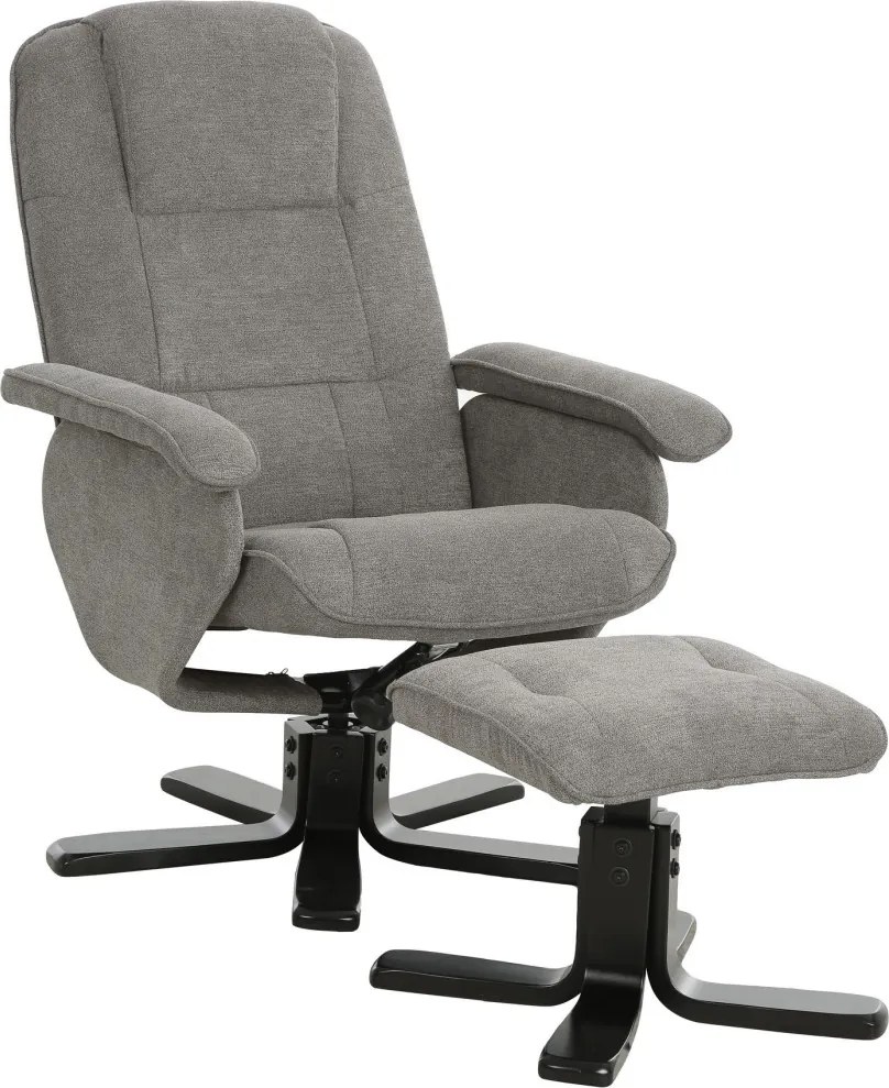 Polohovacie kreslo s taburetom Helga,  šedá látka