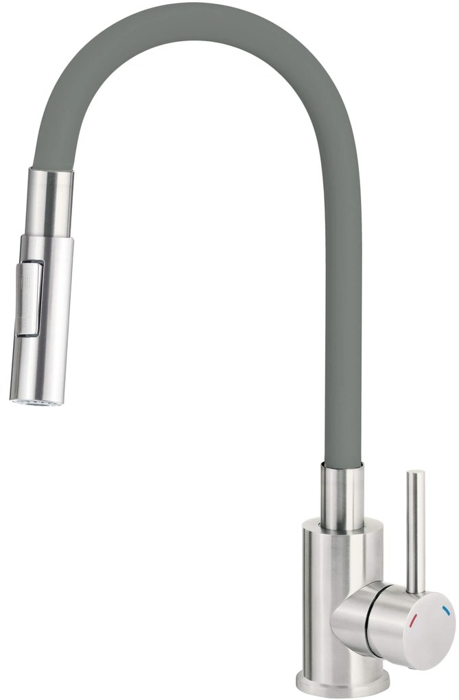 Deante Neo Luno, drezová batéria so silikónovým ramenom a spŕškou, titanium-oceľová, DEA-BOC_T740