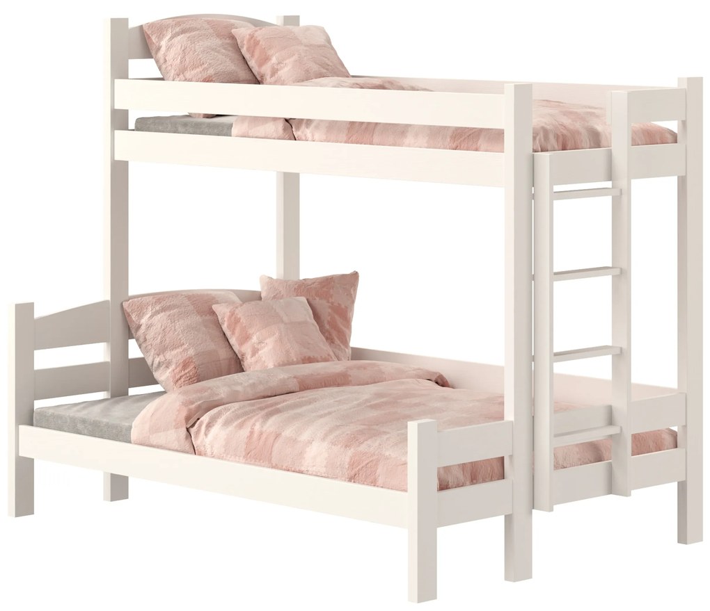 Poschodová posteľ Lovic 90x200/120x200 cm pravá - biela