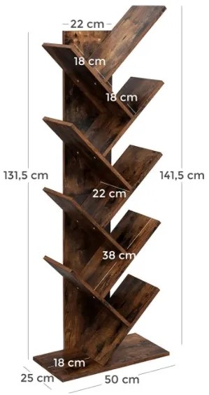 Regál na knihy Tree hnedý