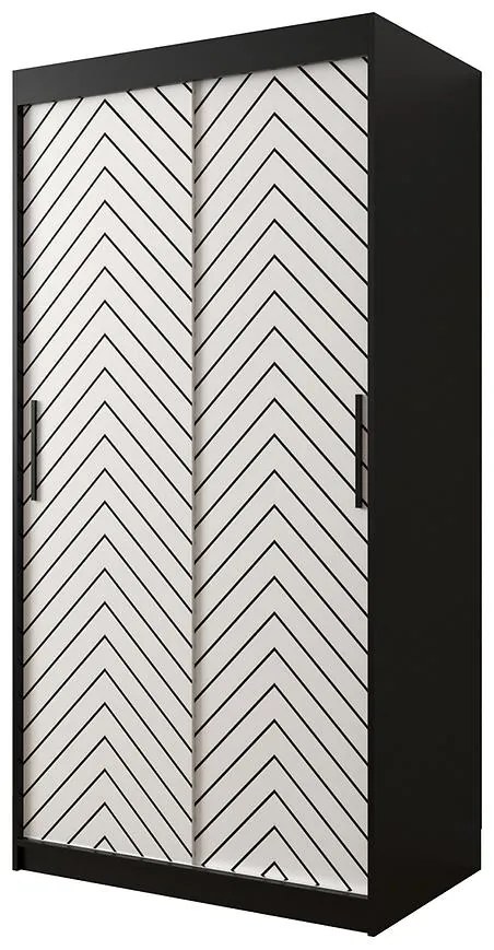 Skriňa Jodełka 1 100 čierna/biely/čierna