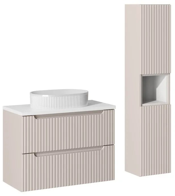 Kúpeľňová zostava Nova Cashmere 80 cm s umývadlom, doskou a skrinkami kašmírová