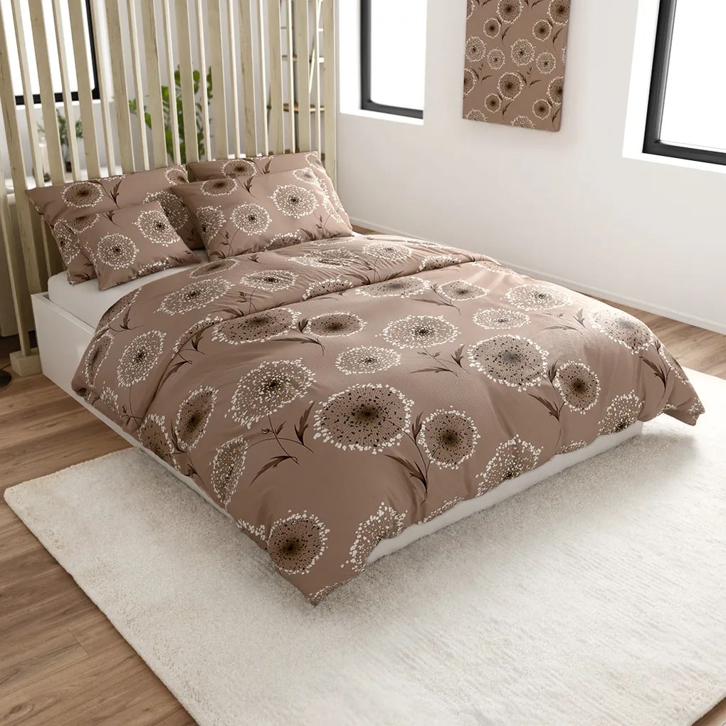 Sada 2ks mikroplyšových obliečok PAMPELINO svetlohnedé + plachta mikroplyš SOFT 180x200 cm biela, dvojlôžko