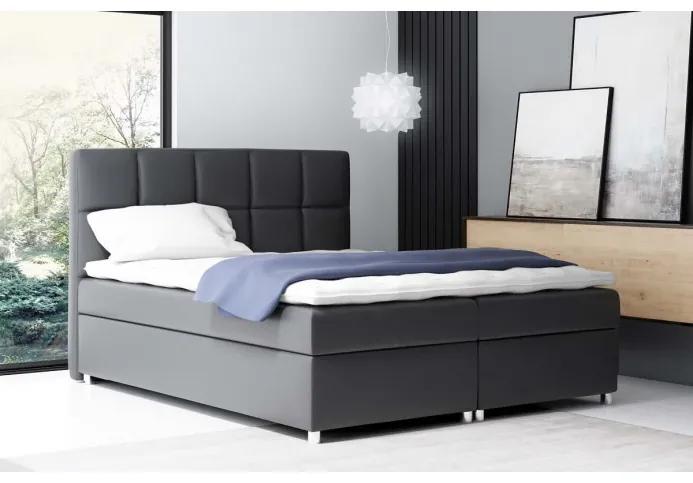 Čalúnená jednolôžková posteľ Tina čierna Eko koža 120 + topper zdarma