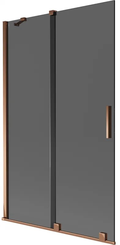 Mexen Velar, 2-krídlová posuvná vaňová zástena 110 x 150 cm, 8mm šedé sklo, ružové zlato, 896-110-000-41-60