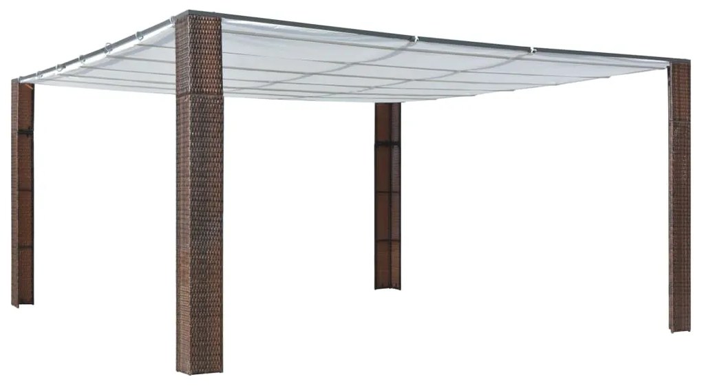 vidaXL Polyratanový altánok so strechou 400x400x200 cm hnedo-krémový