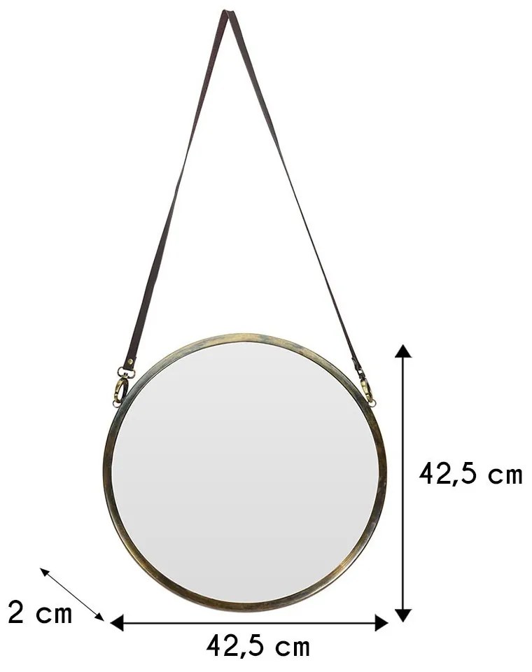 Okrúhle zrkadlo na koženom popruhu 42 cm
