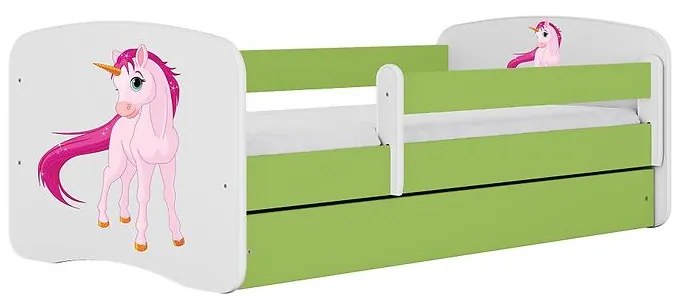 Detská Posteľ. Babydreams+Sz+M Zelená 70x140 Jednorožec