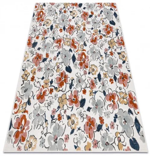 Dywany Łuszczów, Kusový koberec Botanic 65239 flowers ecru – na von aj na doma, 78x150, viacfarebná, chodba / predsieň