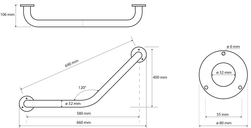 Sapho Sapho, Madlo 120° 400/400mm, biela, XH501W