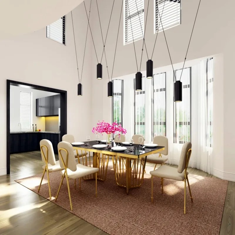 RACHEL JEDÁLENSKÝ STÔL ČIERNE SKLO + ZLATÉ NOHY 180 cm