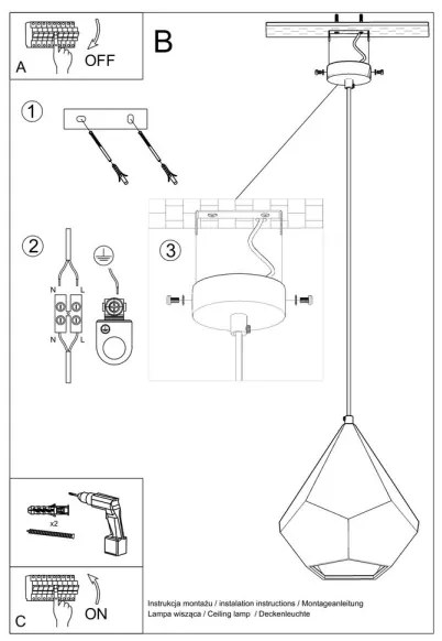 Luster na lanku PAVLUS 1xE27/60W/230V