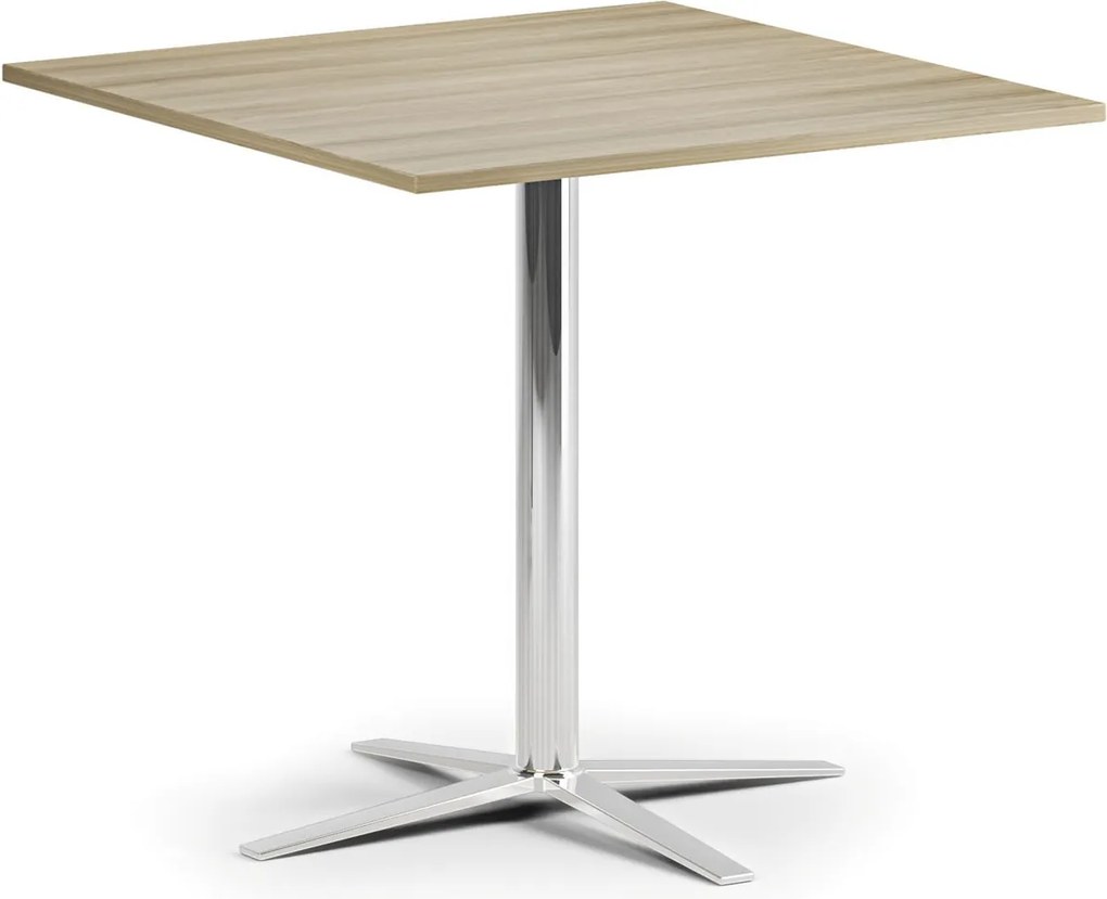 Konferenčný stolík AURA, 60x60 cm, chróm podnož, dub prírodný