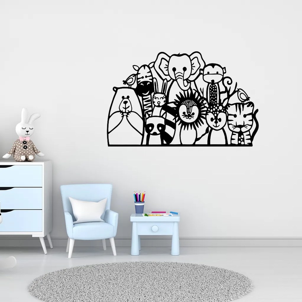 Veselá Stena Samolepka Africké zvieratká Farba: modrá, Veľkosť: 60 x 37 cm
