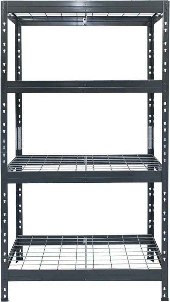 Kovové regály RIVET PRO 180x90x60 oceľová mriežka 4 úrovne antracitová sivá