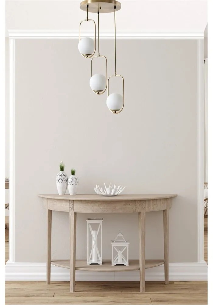 Závesné svietidlo v bielo-zlatej farbe so skleneným tienidlom ø 30 cm Ahu – Opviq lights