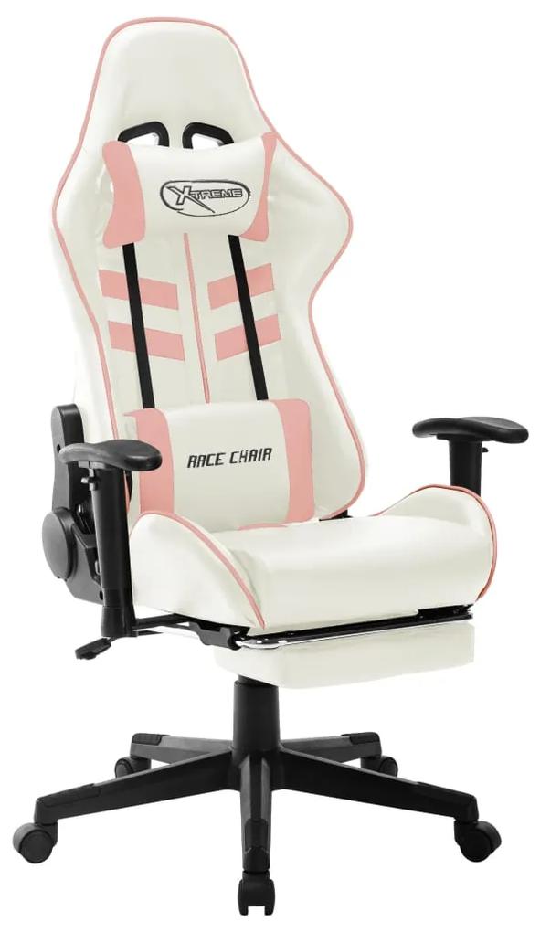 vidaXL Herná stolička bielo-ružová umelá koža