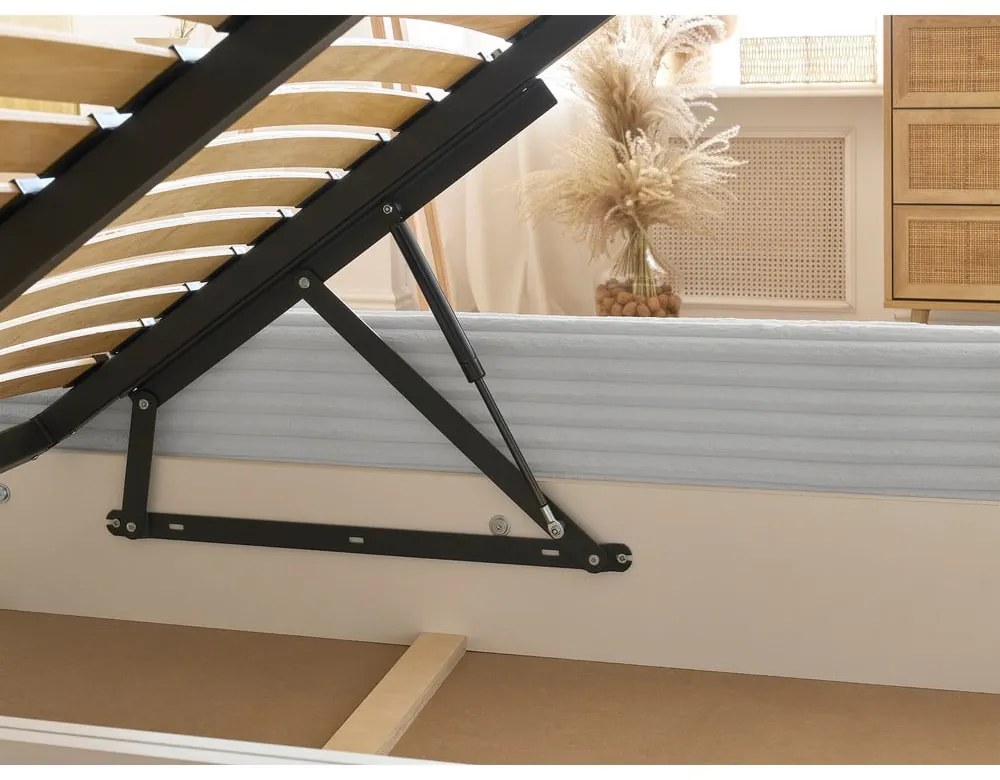 Svetlosivá čalúnená dvojlôžková posteľ s úložným priestorom a roštom 160x200 cm Jade – Bobochic Paris