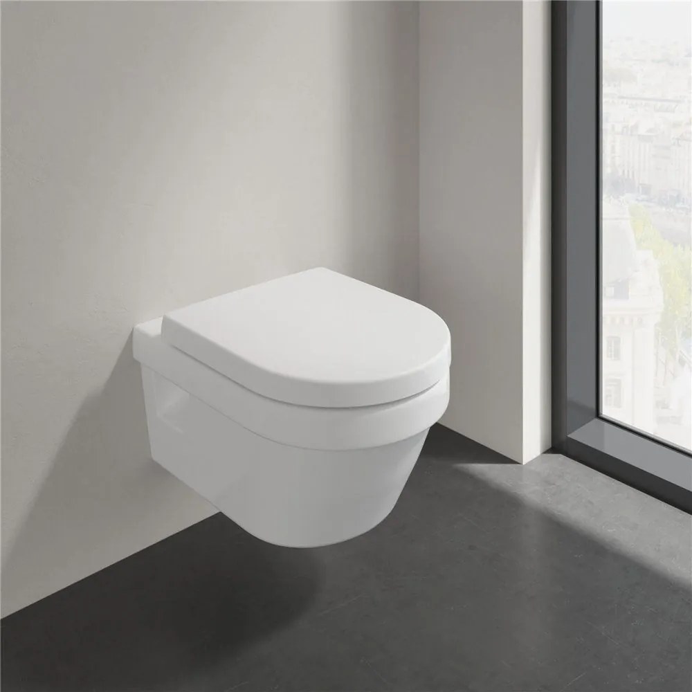 VILLEROY &amp; BOCH Architectura Combi-Pack, závesné WC s DirectFlush + WC sedátko s poklopom, s QuickRelease a Softclosing, biela alpská, s povrchom CeramicPlus, 5684HRR1