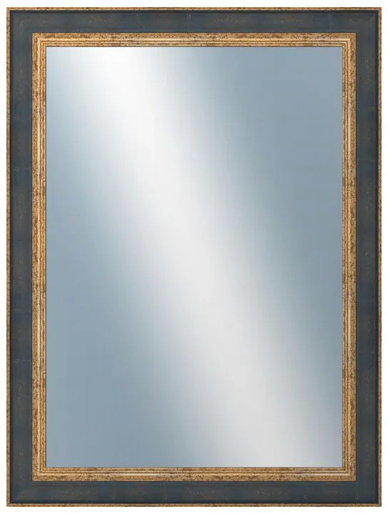 DANTIK - Zrkadlo v rámu, rozmer s rámom 60x80 cm z lišty ZVRATNÁ modrozlatá plast (3068)