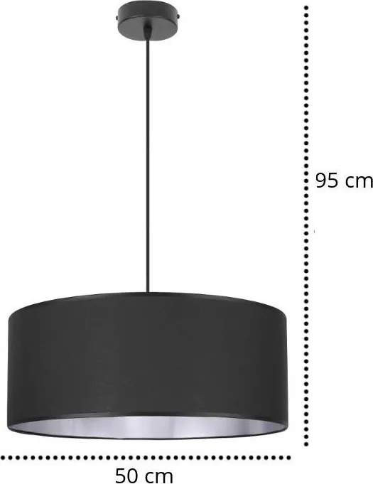 Závesné svietidlo Shade, 1x textilné tienidlo (výber z 2 farieb), (výber z 3 farieb konštrukcie), (fi 50cm), ch