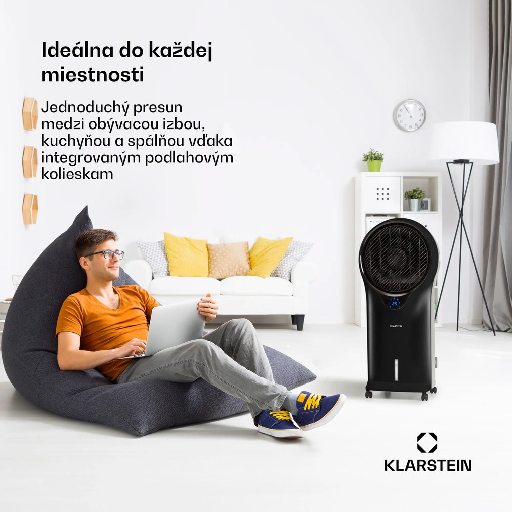 Klarstein Whirlwind, 3 v 1 ochladzovač vzduchu, ventilátor, zvlhčovač vzduchu, 110 W, 5,5 l, čierny