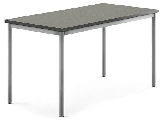 Stôl SONITUS, 1400x700x720 mm, linoleum - tmavošedá, strieborná