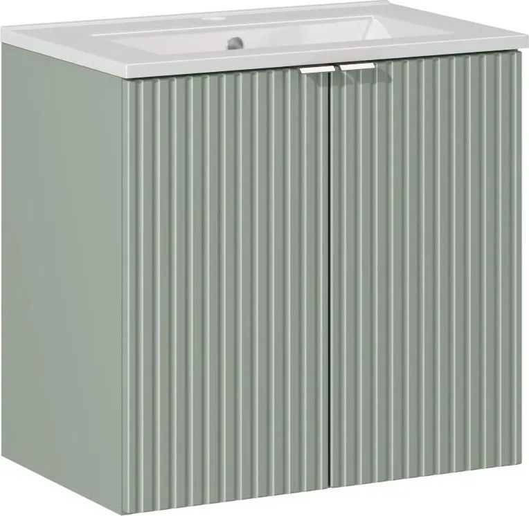 Comad Kúpeľňová skrinka s keramickým umývadlom Line Reed Green 60 cm - zelená