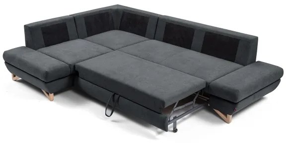 Rozkladacia rohová čalúnená sedacia súprava s úložným priestorom do L AVESTA ľavá antracit