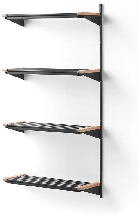 Regál na topánky JEPPE so 4 policami, prídavná sekcia, 1790x900x310 mm, tmavošedá/breza