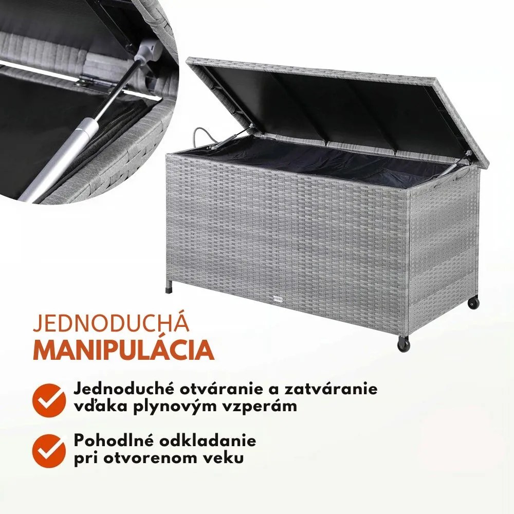 Polyratanový úložný box RICCO, 117x53x60cm, šedá Casaria