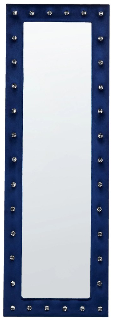 Zamatové stojacie zrkadlo 50 x 150 cm modré ANSOUIS Beliani