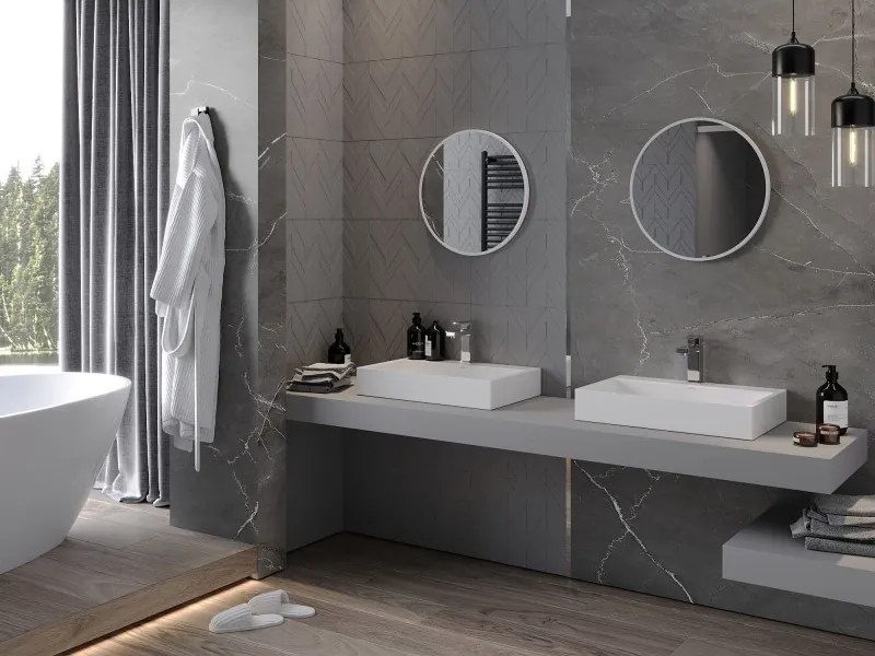 Mexen Loft okrúhle kúpeľňové zrkadlo 50 cm, biely rám - 9850-050-050-000-20