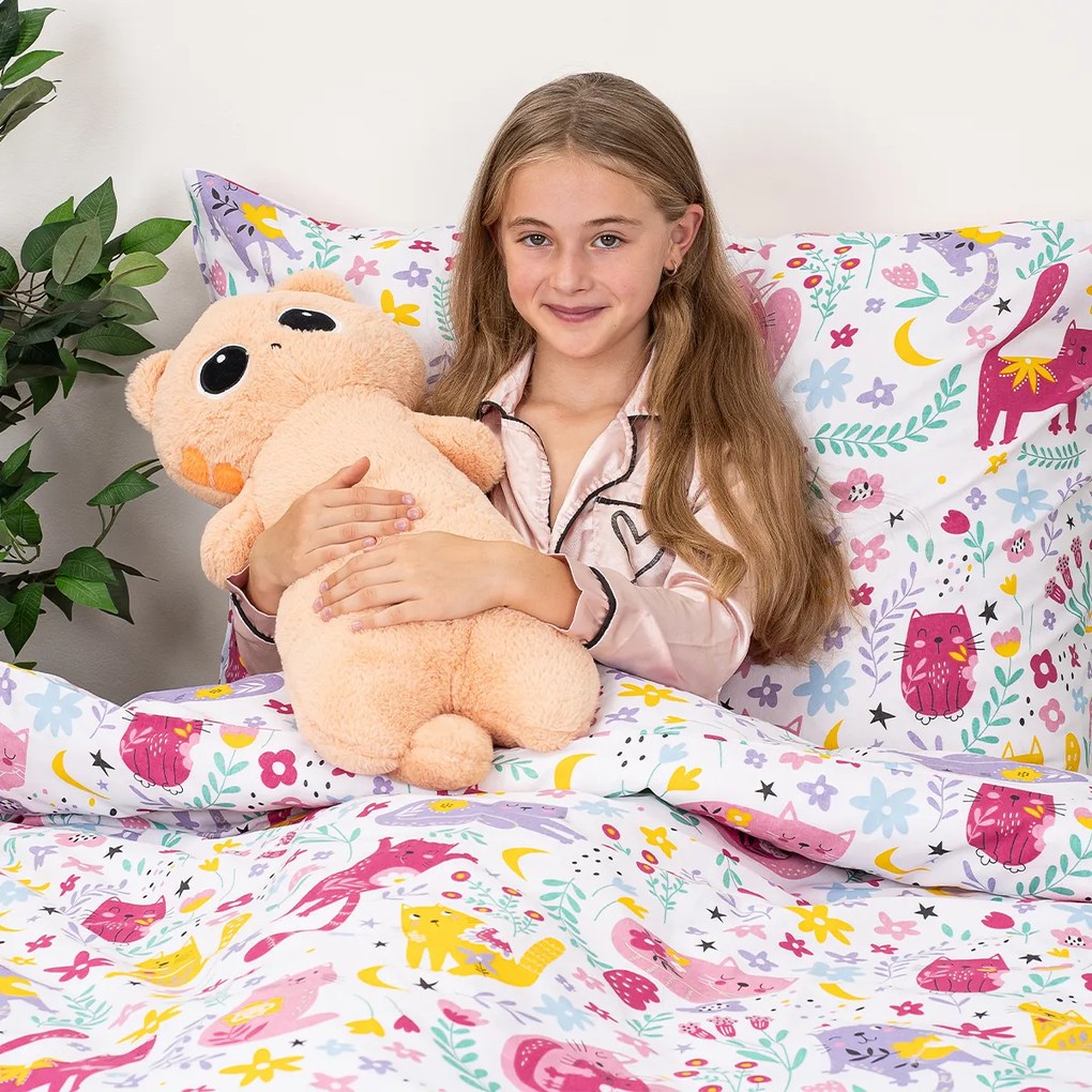 4Home Deětské bavlnené obliečky Playful Paws, 140 x 200 cm, 70 x 90 cm