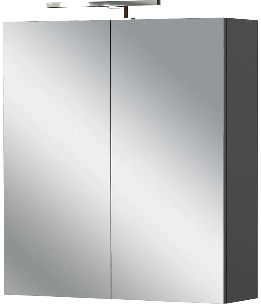 Antracitová závesná/so zrkadlom kúpeľňová skrinka 60x71 cm Arcena – Germania