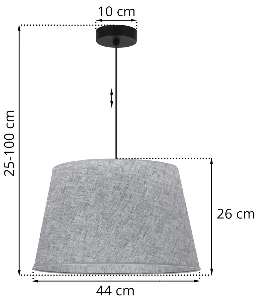 Závesné svietidlo Len1, 1x šedé textilné tienidlo, (fi 44 cm), b